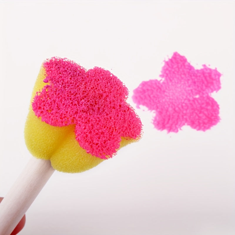 5pcs Mini Flower Sponge Stamp Set - 5 Colors - Students Painting Sponge Stamp