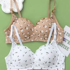 2pcs Floral Print Adjustable Strap Teen Bras