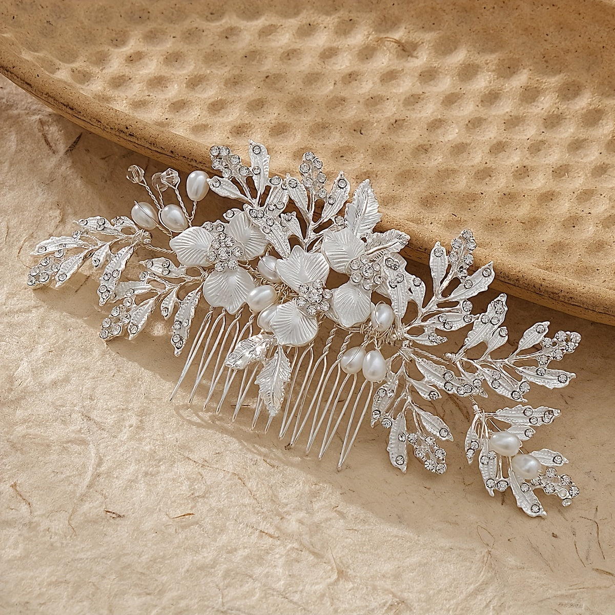 Bridal Flower Hair Comb Head Jewelry Faux Pearl Hair Comb Wedding Insert Comb