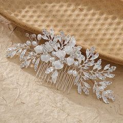Bridal Flower Hair Comb Head Jewelry Faux Pearl Hair Comb Wedding Insert Comb