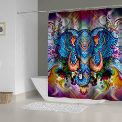 Elephant Flower Shower Curtain with Plastic Hooks