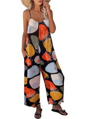 Colorblock Floral Print Wide Leg Jumpsuit
