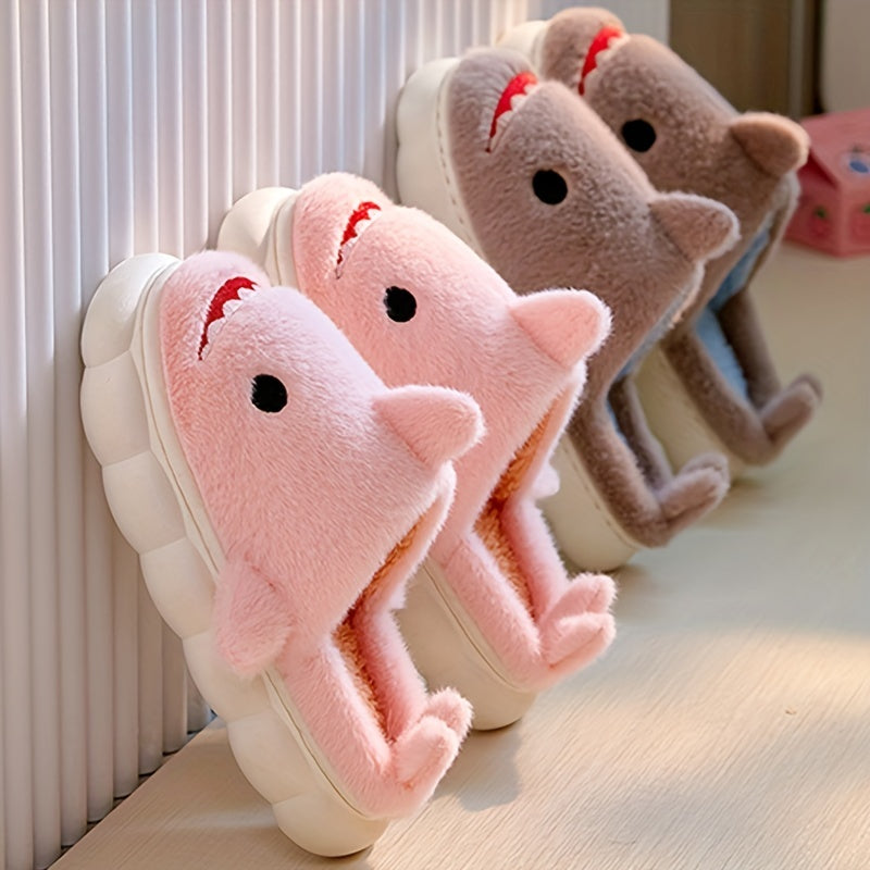 Shark Cartoon Slipper Fluffy Warm Non-slip Indoor Shoes