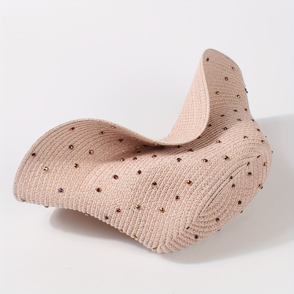 Pink Sun Hat Wide Brim Straw Jazz Hat French Style Summer Travel Beach Hats
