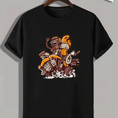Werewolf Pattern Print Men's Sports T-shirt Graphic Tee for Fitness Activities