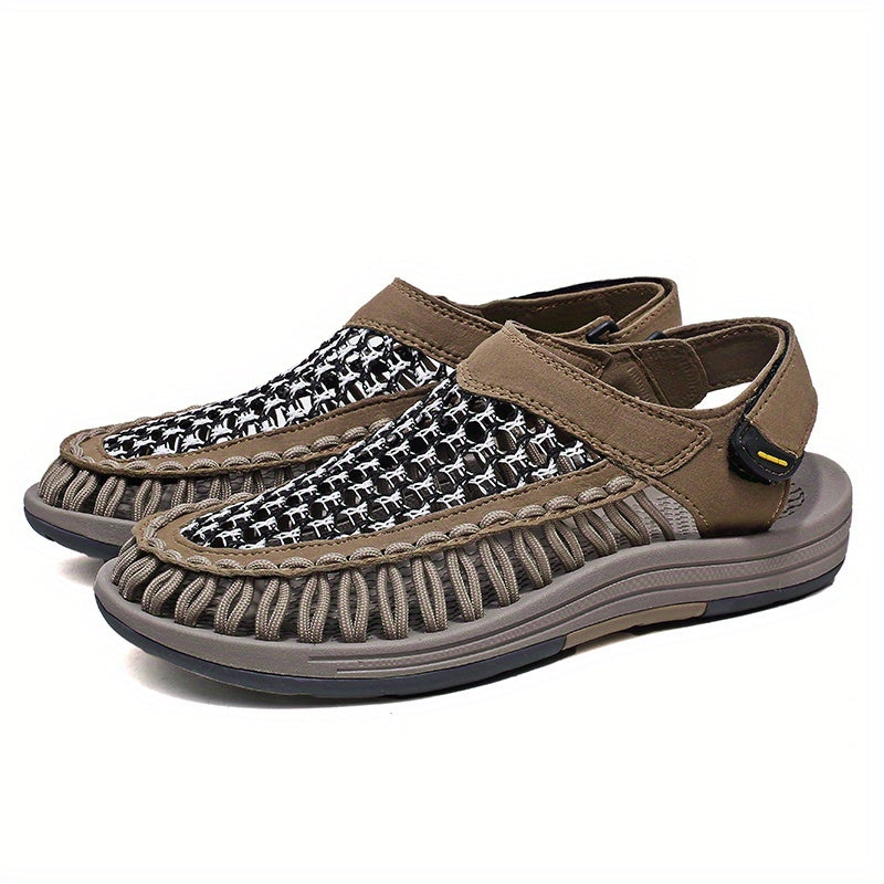 Men's Slip On Woven Sandals Breathable Non Slip Beach Shoes