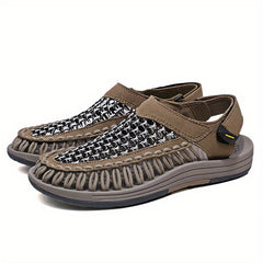 Men's Slip On Woven Sandals Breathable Non Slip Beach Shoes