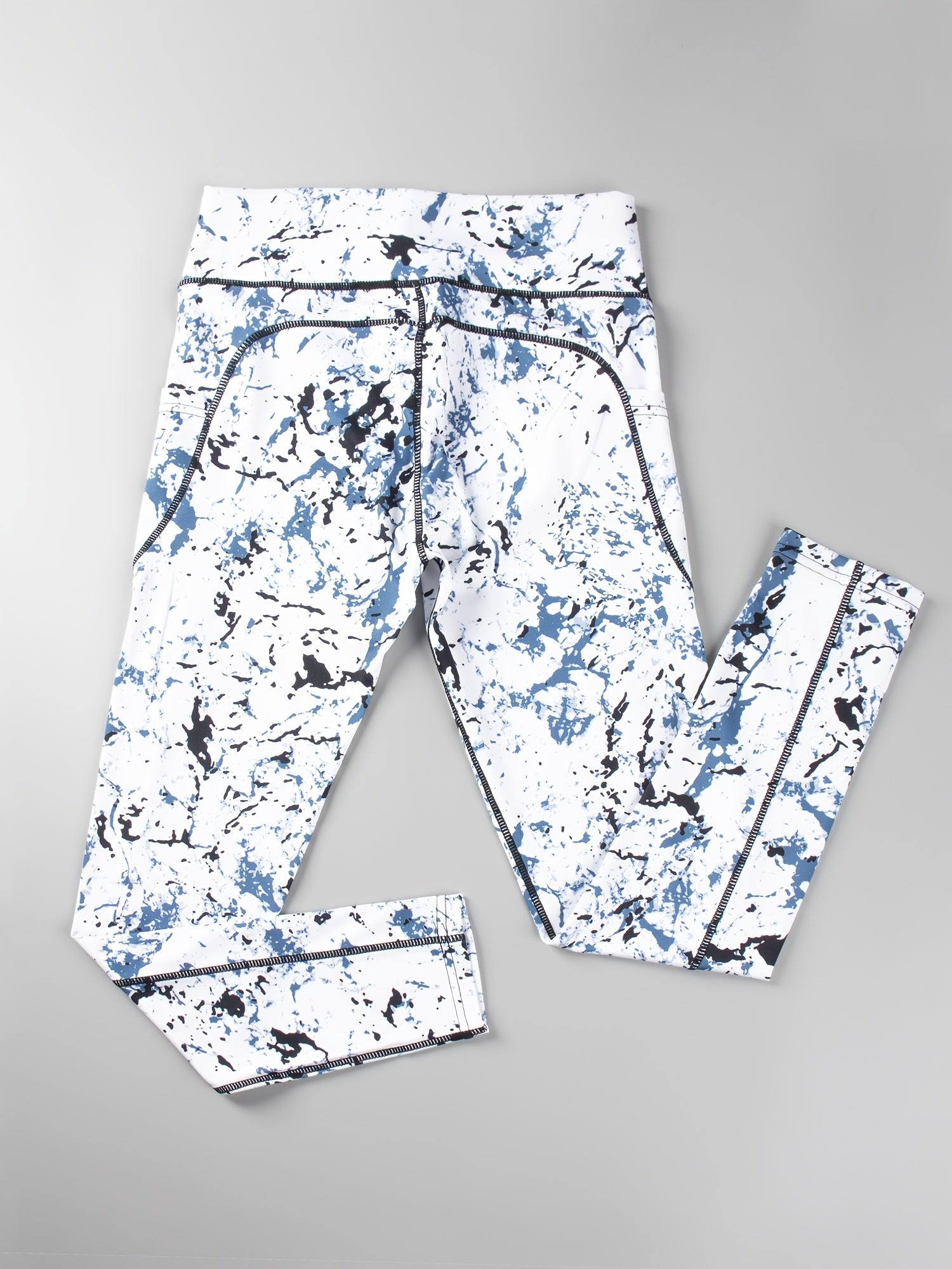 Women's Printed Yoga Sports Leggings With Side Pockets High Waist Tummy Control