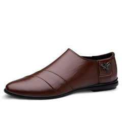 Men's Leather Loafer Shoes Lightweight Rubber Sole Casual Slip On