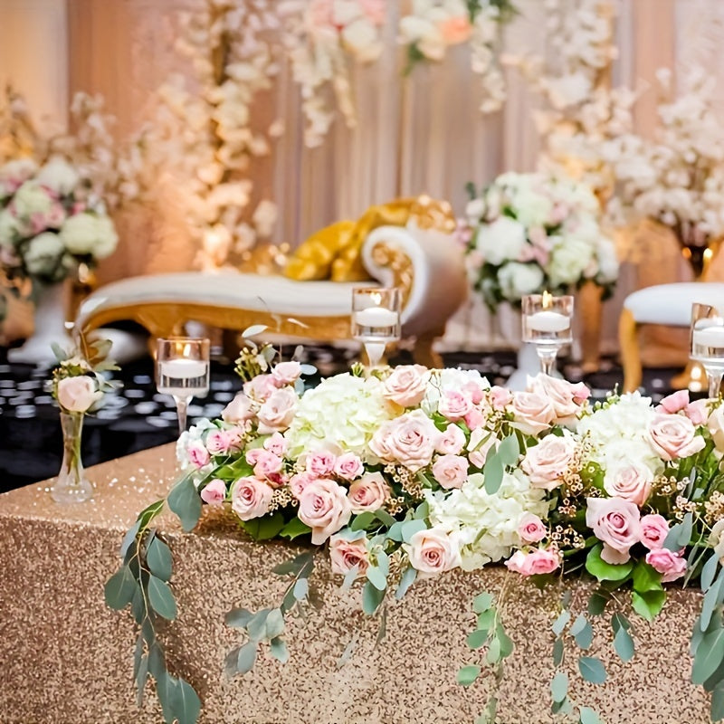 Glitter Sequin Table Cloth Rose Golden Tablecloth Wedding Birthday Party
