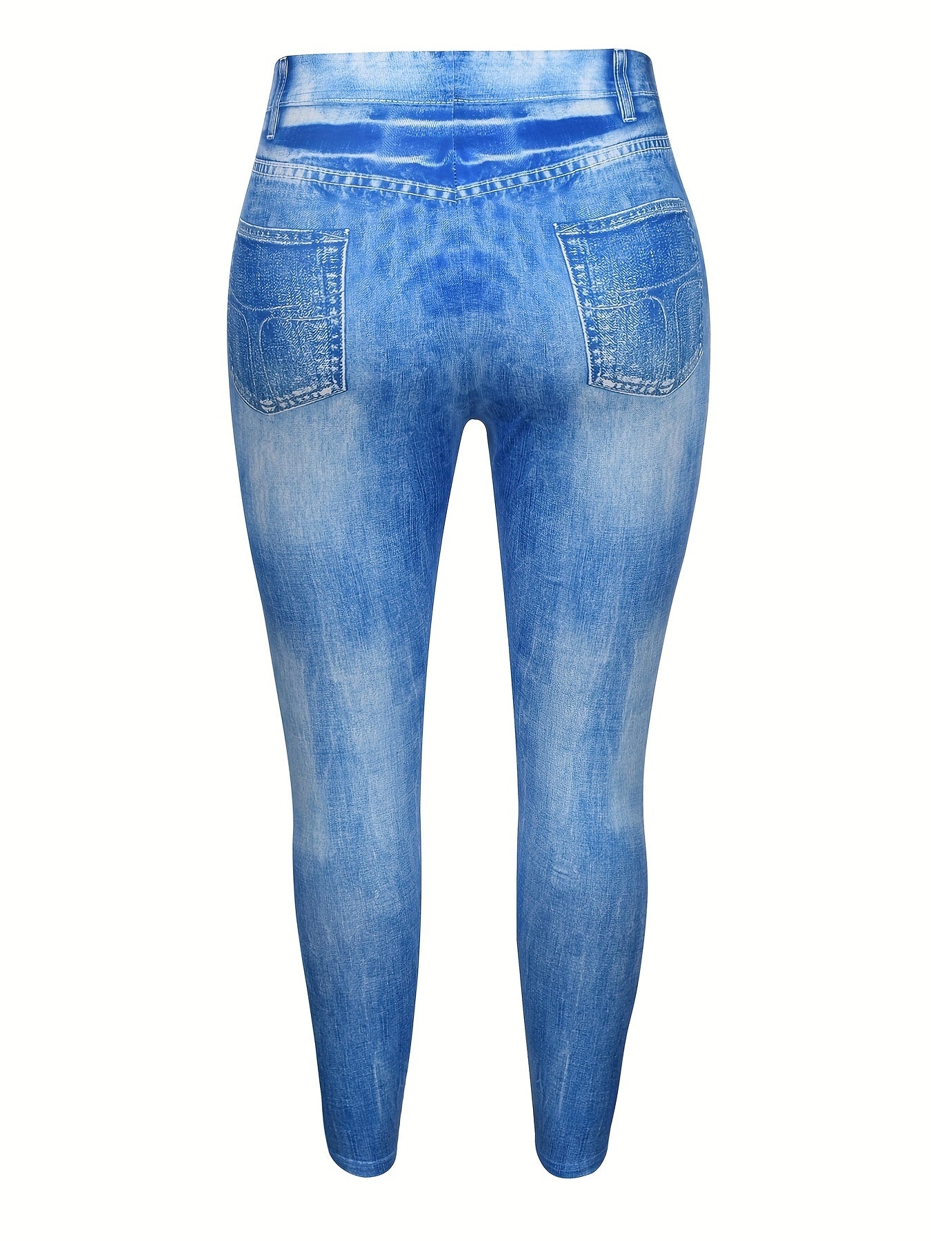 Butterfly & Denim Print High Rise Skinny Leggings