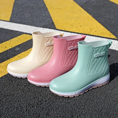 Stylish Mid-Calf Rain Boots Waterproof Warm Rain Shoes