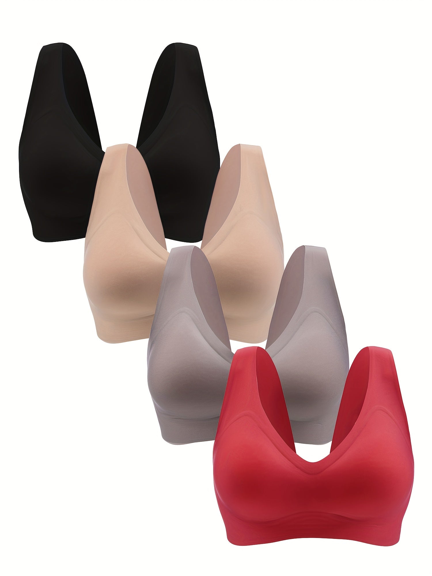 4 Pack Plus Size Seamless Lightweight Yoga Bra Set