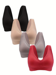 4 Pack Plus Size Seamless Lightweight Yoga Bra Set