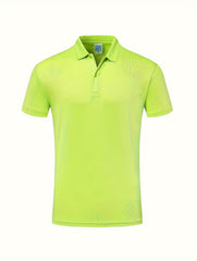 Men's Lapel Button Short Sleeve Shirt for Fitness Training
