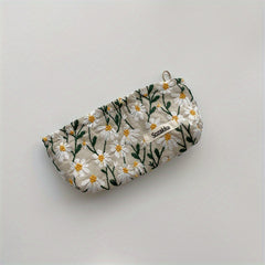 Daisy Embroidered Cosmetic Bag for Women - Roomy Toiletry Case