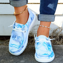 Women's Tie Dye Boat Shoes Lightweight Lace Up Sneakers