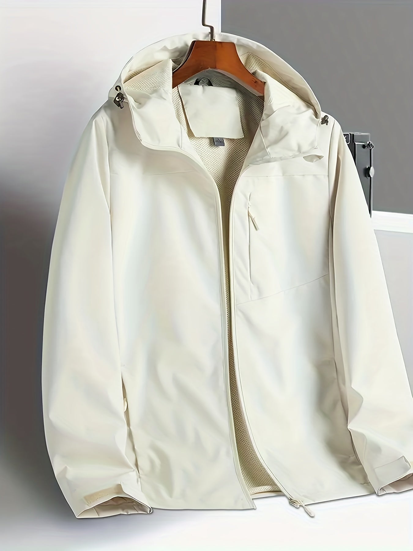 Solid Zip Up Hooded Jacket Casual Long Sleeve Versatile Outerwear