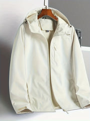 Solid Zip Up Hooded Jacket Casual Long Sleeve Versatile Outerwear