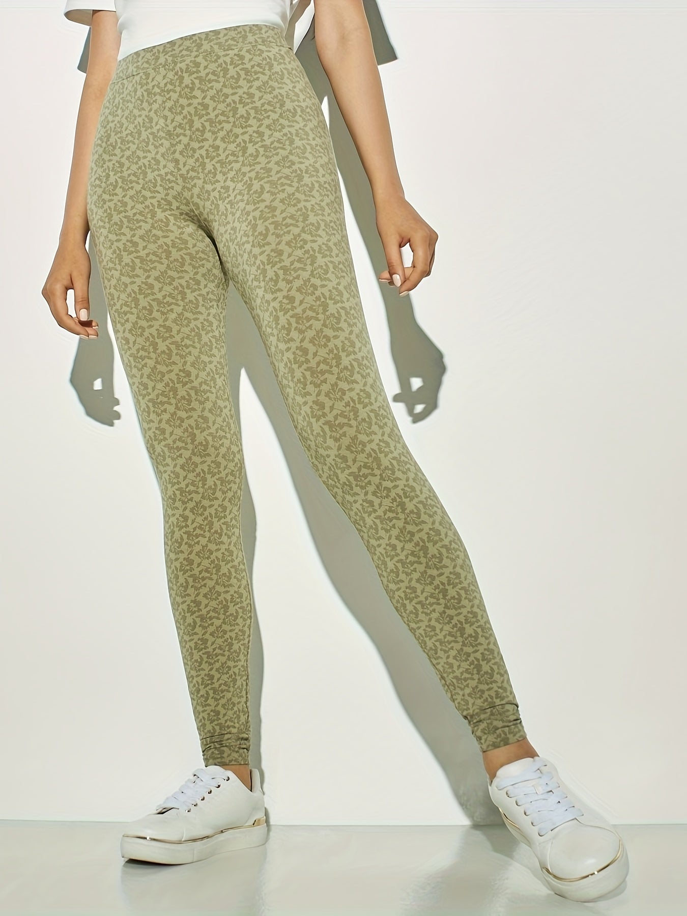 Floral Print Stretch Leggings for Women