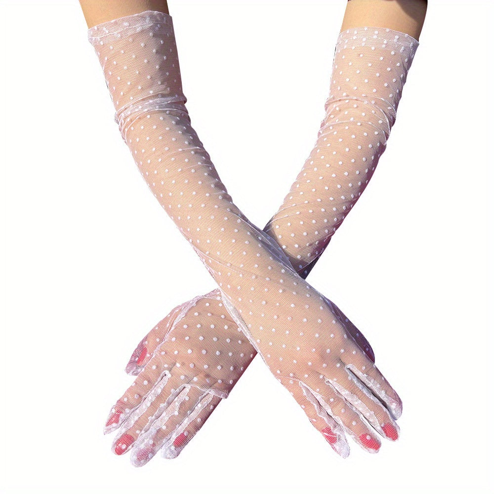 Vintage Polka Dot Gloves Long Wedding Dress Gloves Women