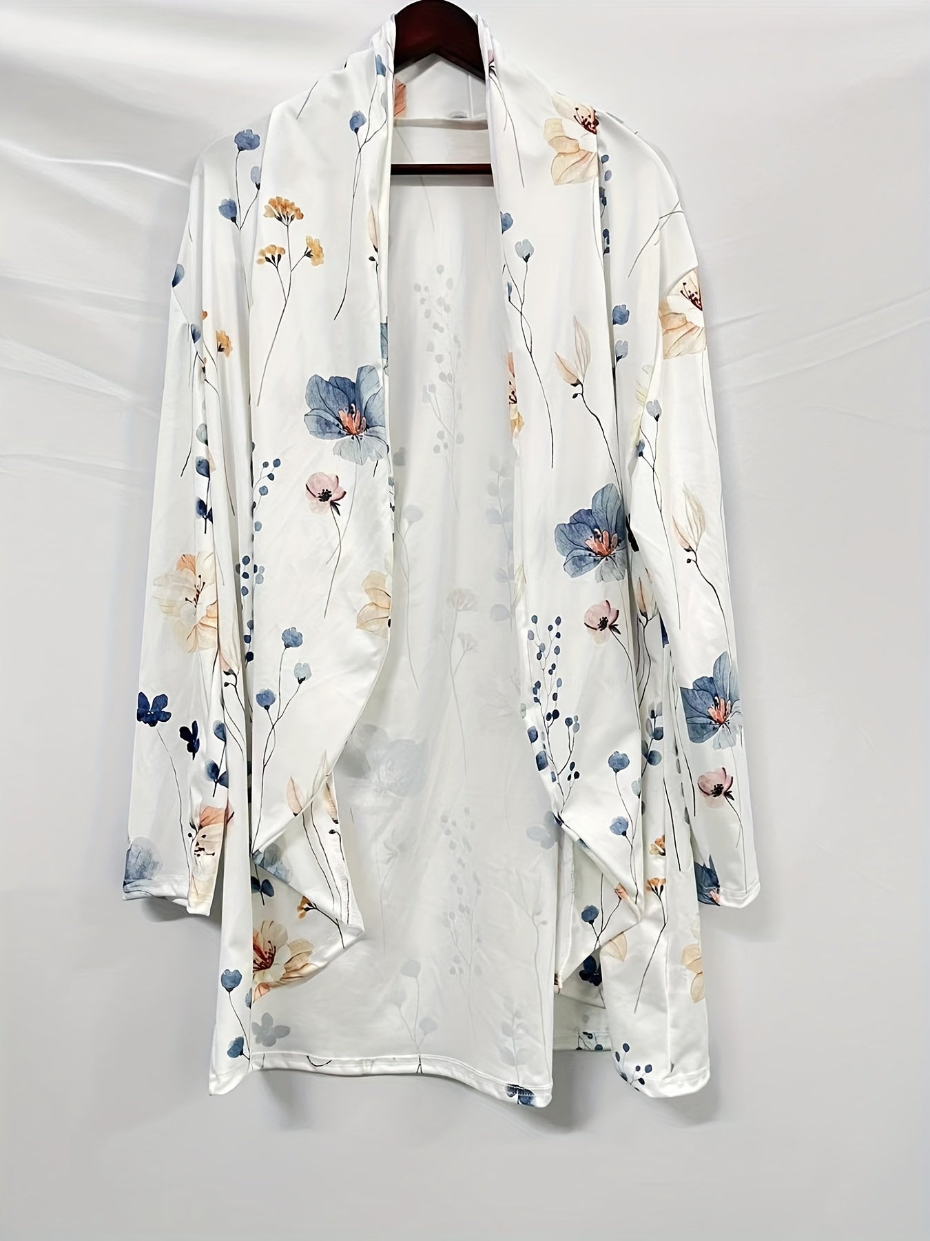 Floral Print Open Front Cardigan
