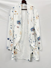 Floral Print Open Front Cardigan