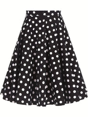 Polka Dot A-line Swing Skirt