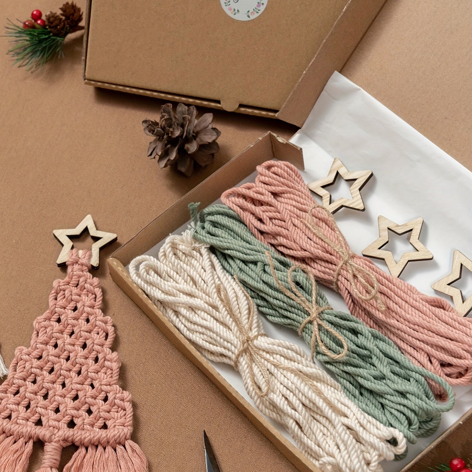 3pcs Christmas Tree Decoration Set DIY Woven Tree Set Holiday Gift