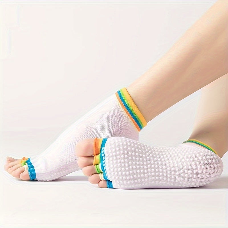 Women Pilates Socks Anti Slip Breathable Open Toe Yoga Socks Ankle