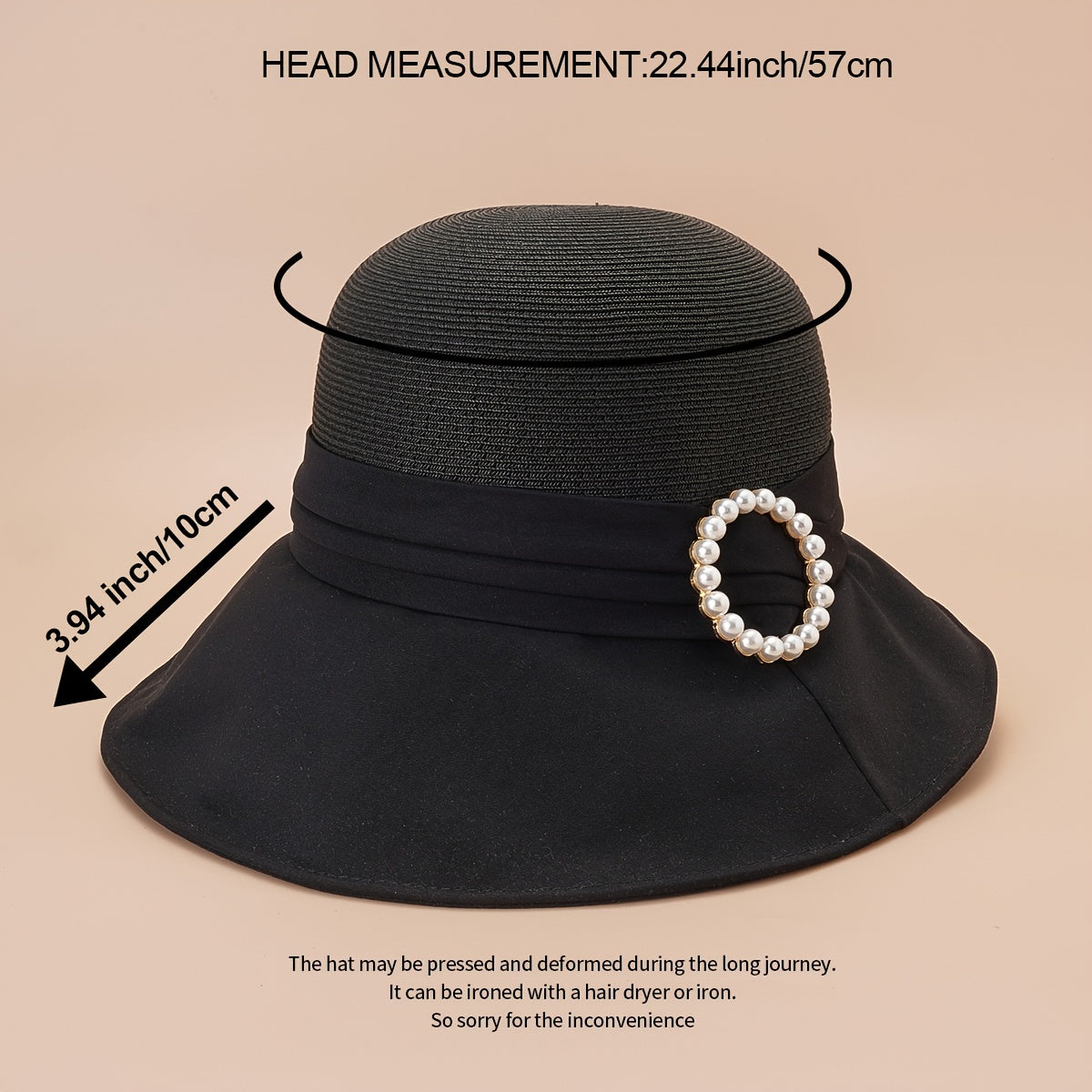 Faux Pearl Strap Bucket Hat Sun Hat Women