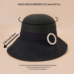 Faux Pearl Strap Bucket Hat Sun Hat Women
