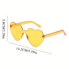 Rimless Heart Sunglasses UV400 for Summer Beach Party