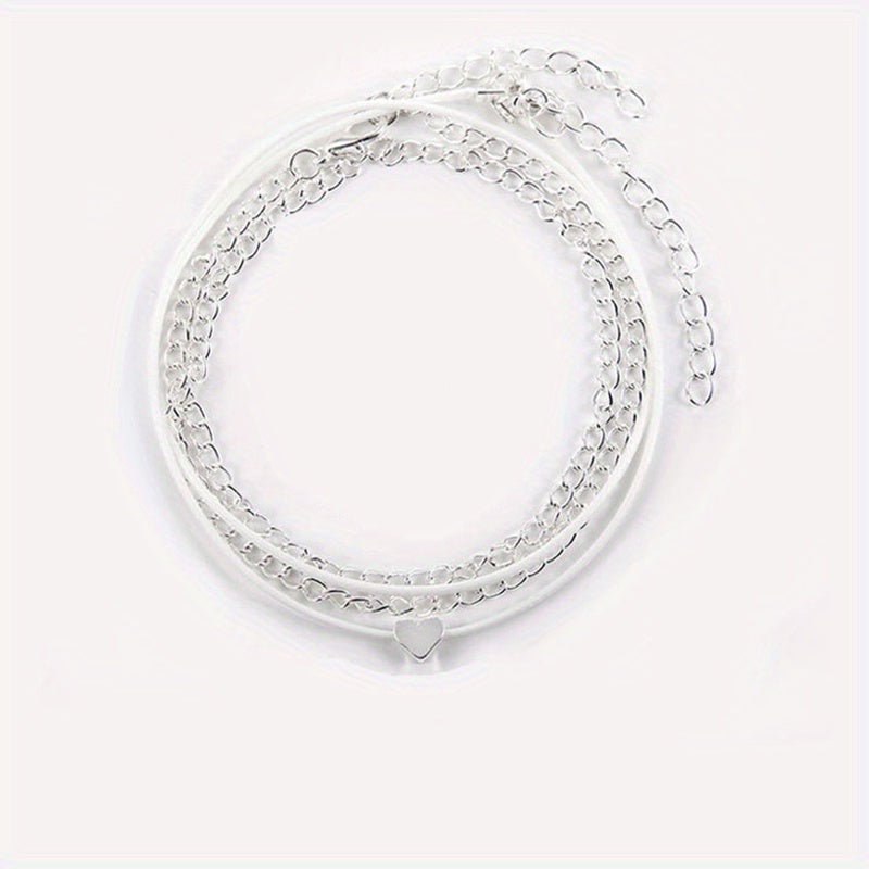 Heart & Double Chain Anklet for Men & Women