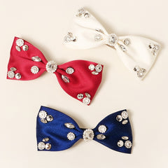 Fabric Rhinestone Bow Hair Clip Solid Hair Clip Hair Accessories
