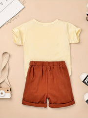 Baby Boys Striped Patched T-shirt & Shorts Set for Summer