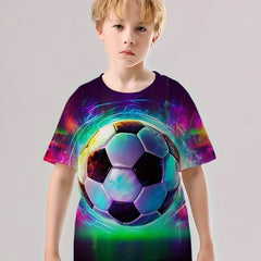 Colorful Football 3D Print T Shirt for Boys