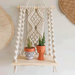 Boho Macrame Wall Shelf Tassel Woven Shelf
