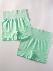 2pcs Solid Sports Shorts Stretchy Sexy Summer Fitness Workout Yoga Shorts