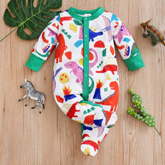Dinosaur Baby Footed Bodysuit Long Sleeve Unisex Newborn Creeper