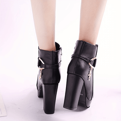 Women's Metallic Decor Platform Ankle Boots