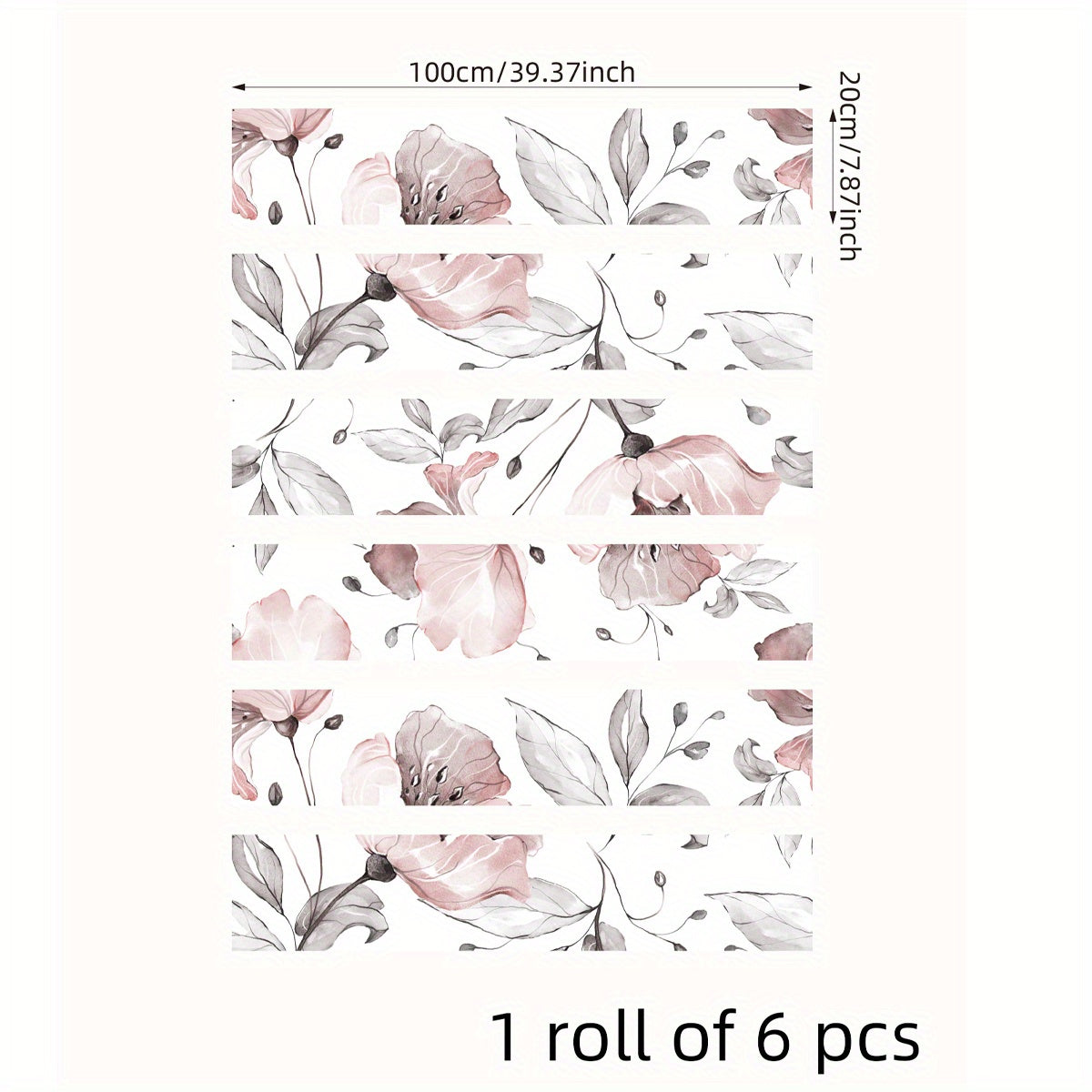 6pcs Watercolor Big Flower Stair Stickers Self adhesive Wallpaper