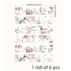 6pcs Watercolor Big Flower Stair Stickers Self adhesive Wallpaper