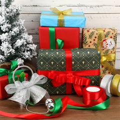 100 Yards Christmas Metallic Glitter Satin Ribbon Set