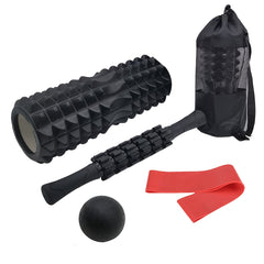 5pcs Yoga Set: Roller, Massage Balls, Resistance Bands, Storage Bag