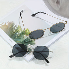Polygon Sunglasses Retro UV400 Sun Shades Metal Glasses With Bag