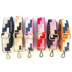 Colorblock Bag Strap Geometric Pattern Adjustable Travel Accessories