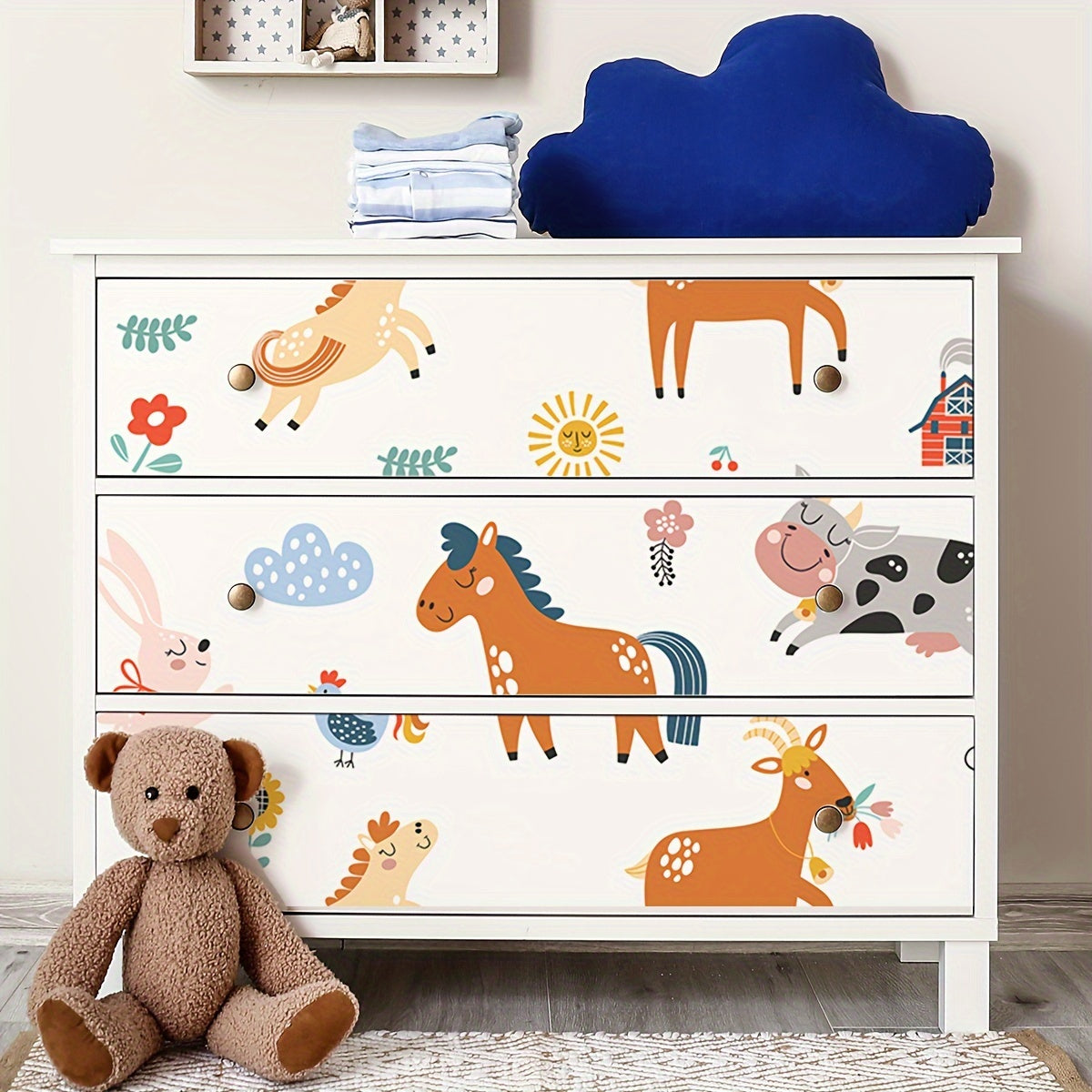 7pcs Cartoon Animal Pattern Zoo Stair Stickers Dinosaur Drawer Stickers