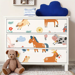 7pcs Cartoon Animal Pattern Zoo Stair Stickers Dinosaur Drawer Stickers