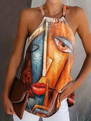Tie Dye Halter Neck Stretch Tank Top
